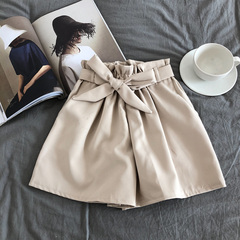 Real shot real price Korean version small fresh bow loose shorts elastic waist high waist skirt skirt pants