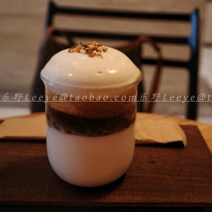 ins风圆圆宽口杯耐热高硼硅玻璃果汁杯isn拿铁咖啡美式杯牛奶杯子