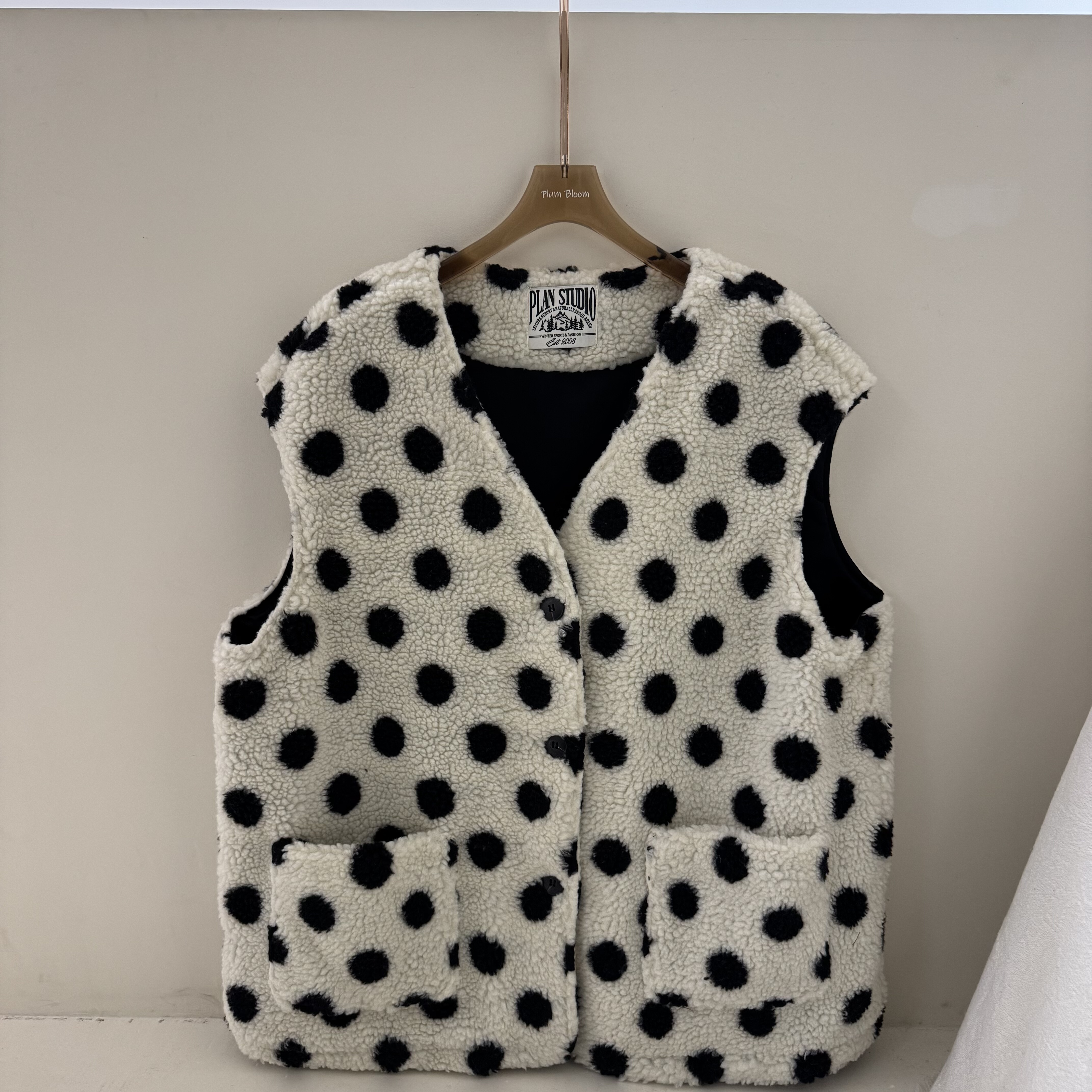 2025韩系设计款秋季新款韩版宽松休闲百搭圆点马甲女款