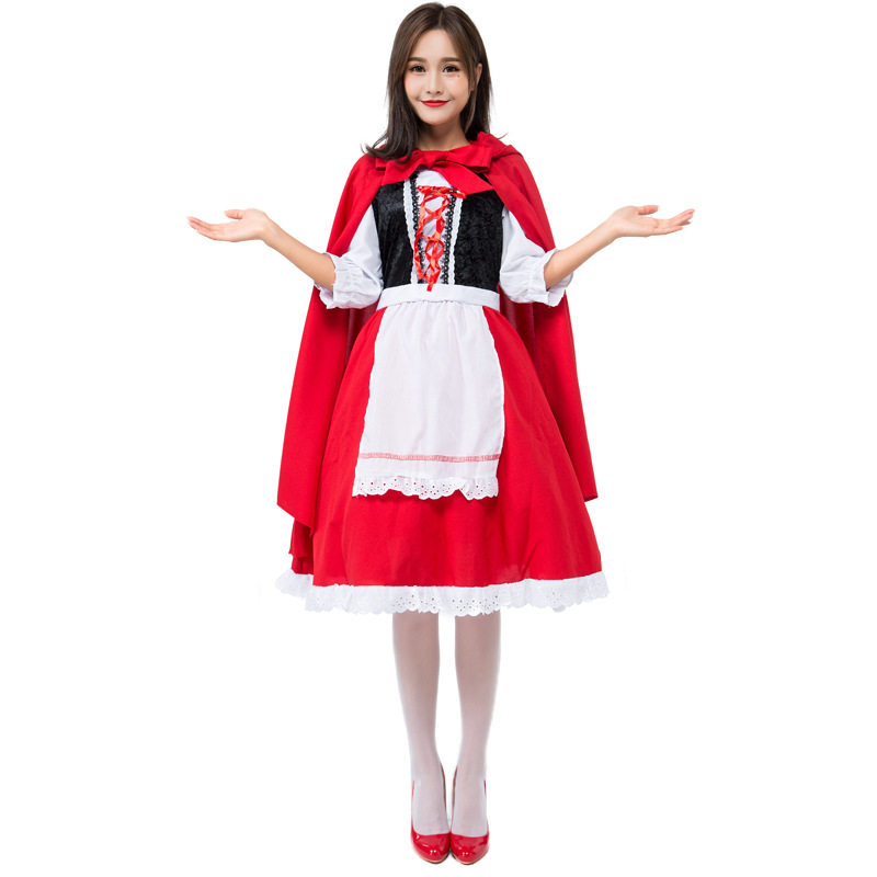 万圣节小红帽cosplay服装 红色女仆装扮童话故事成人舞台剧演出服
