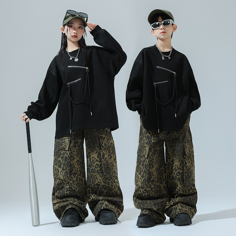 儿童街舞演出服hiphop嘻哈架子鼓潮服模特走秀男女童爵士舞表演服