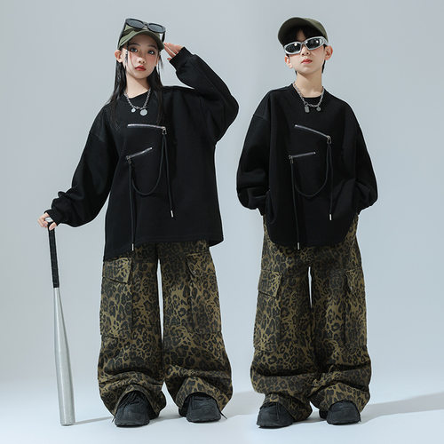 儿童街舞演出服hiphop嘻哈架子鼓潮服模特走秀男女童爵士舞表演服
