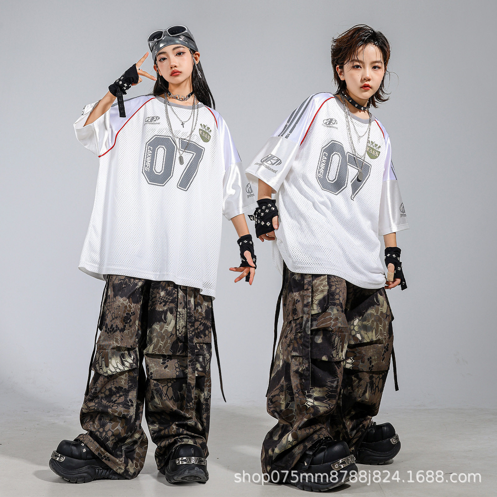 儿童街舞潮服男童嘻哈hiphop表演服女童爵士舞服装少儿走秀演出服