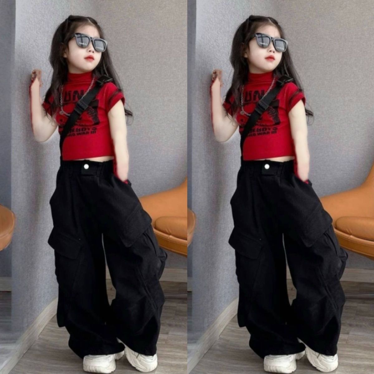 女童爵士舞套装春夏装儿童街舞服装洋气中大童演出服表演服两件套