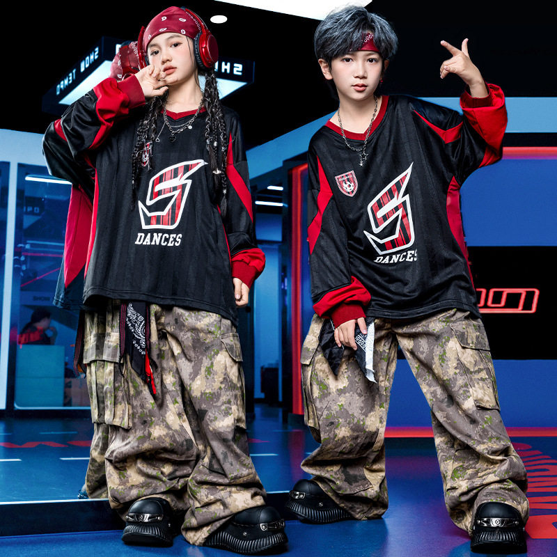 街舞儿童潮服新款嘻哈hiphop演出服套装爵士舞蹈少儿走秀表演服装