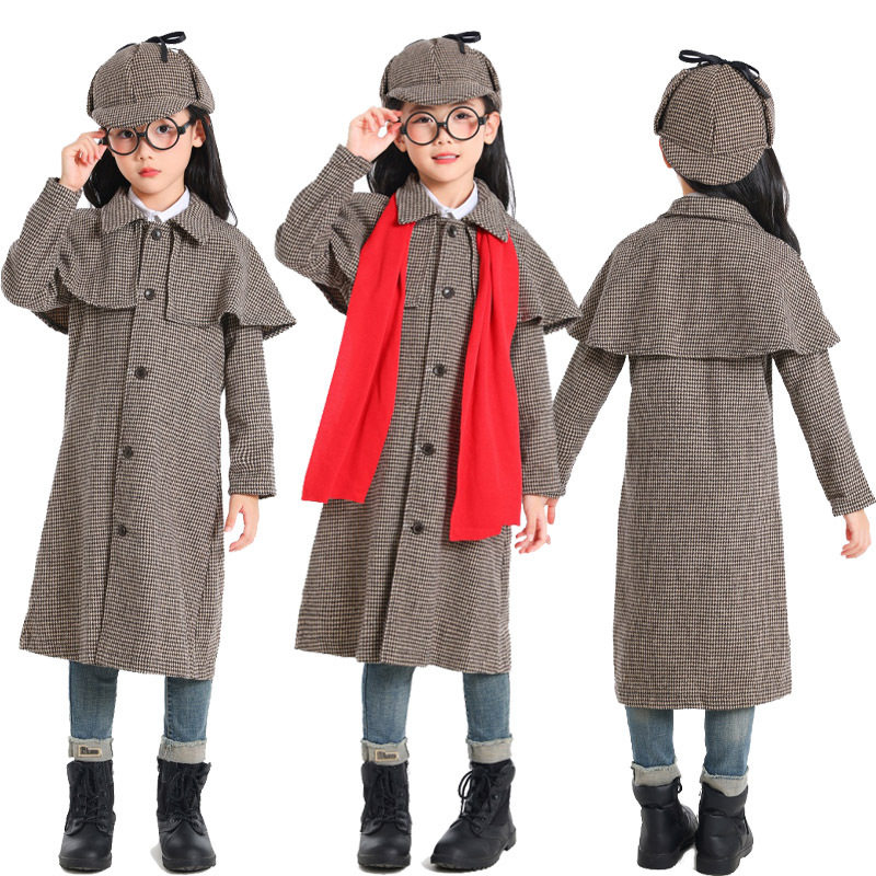 万圣节 福尔摩斯电影人物夏洛克服装cosplay侦探亲子套装演出服