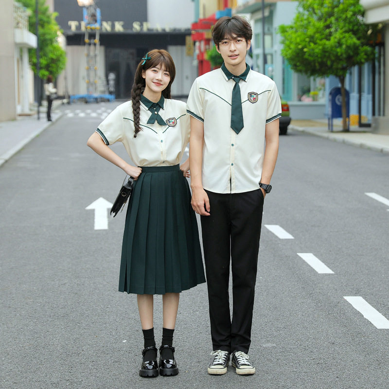 毕业拍照2024实拍 情侣装夏装学生套装衬衫班服校服 男套 女套