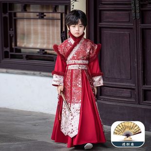 汉服男童冬款演出古装冬季加厚明制小男孩侠客唐装古风儿童男