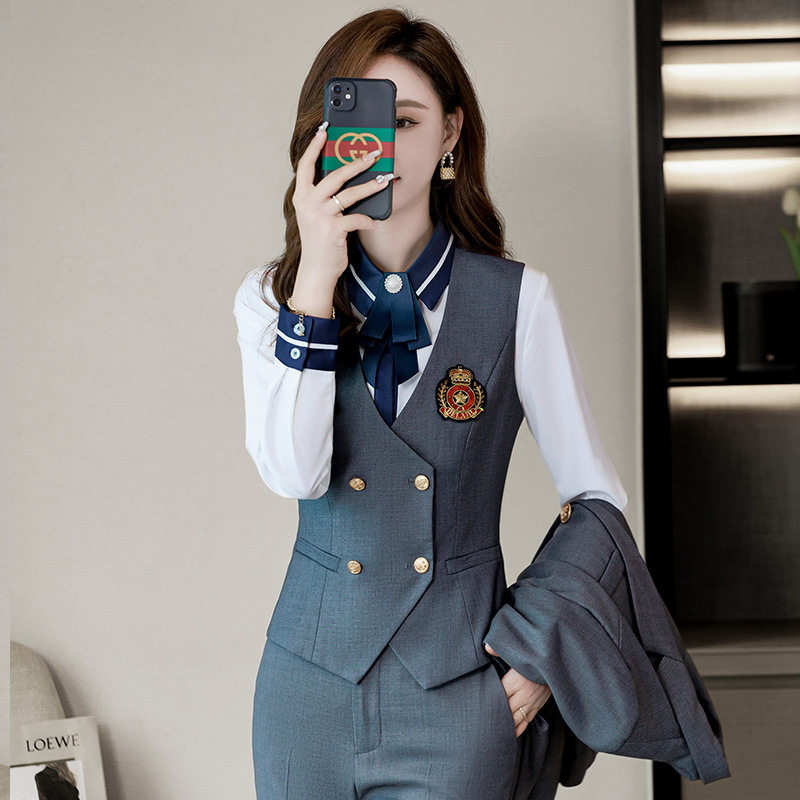 马甲职业套装幼儿园幼师服老师制服学生校服学院风酒店前台工作服