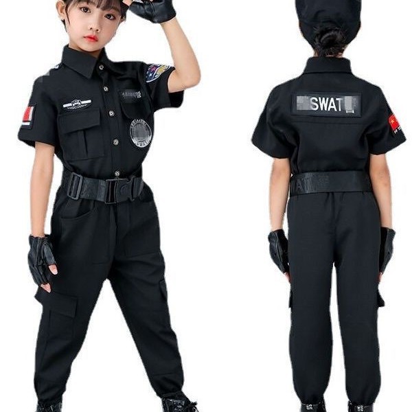 儿童特警服小警察演出服幼儿园男女童小公安表演服小警官角色扮演