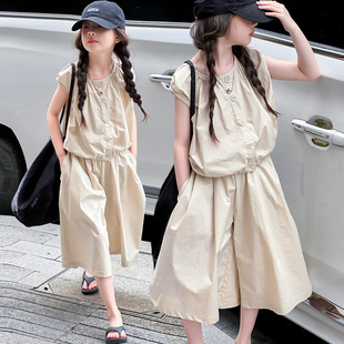2025新款 洋氣短袖 套裝 上衣時髦七分褲 大童夏季 女童休閑夏裝