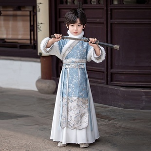 汉服男童冬款高端演出古装冬季加厚明制小男孩侠客唐装古风儿童男