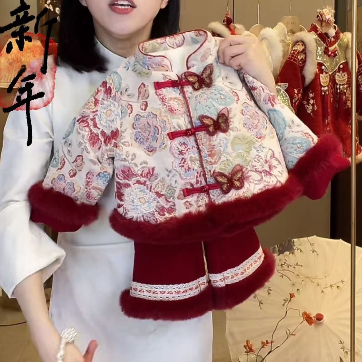 女童冬季新款拜年中式儿童唐装加厚中国套装宝宝周岁礼服冬装,童装/婴儿装/亲子装,儿童礼服,淘宝优惠券,粉丝福利购,淘宝优惠卷