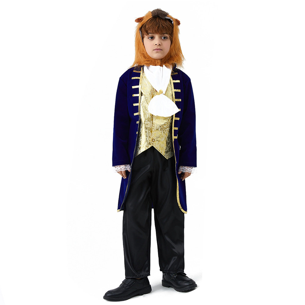现货美女与野兽cos服装表演服儿童男装扮万圣节服装演出节日派对