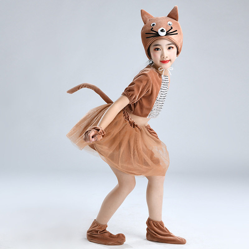新款小猫演出服儿童动物小花猫六一幼儿园舞蹈表演服春夏秋冬服装