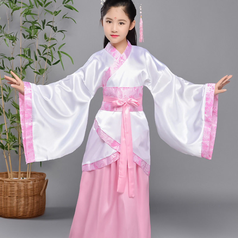 儿童古装七仙女公主裙古筝表演服古代唐装汉服贵妃女孩古装演出服