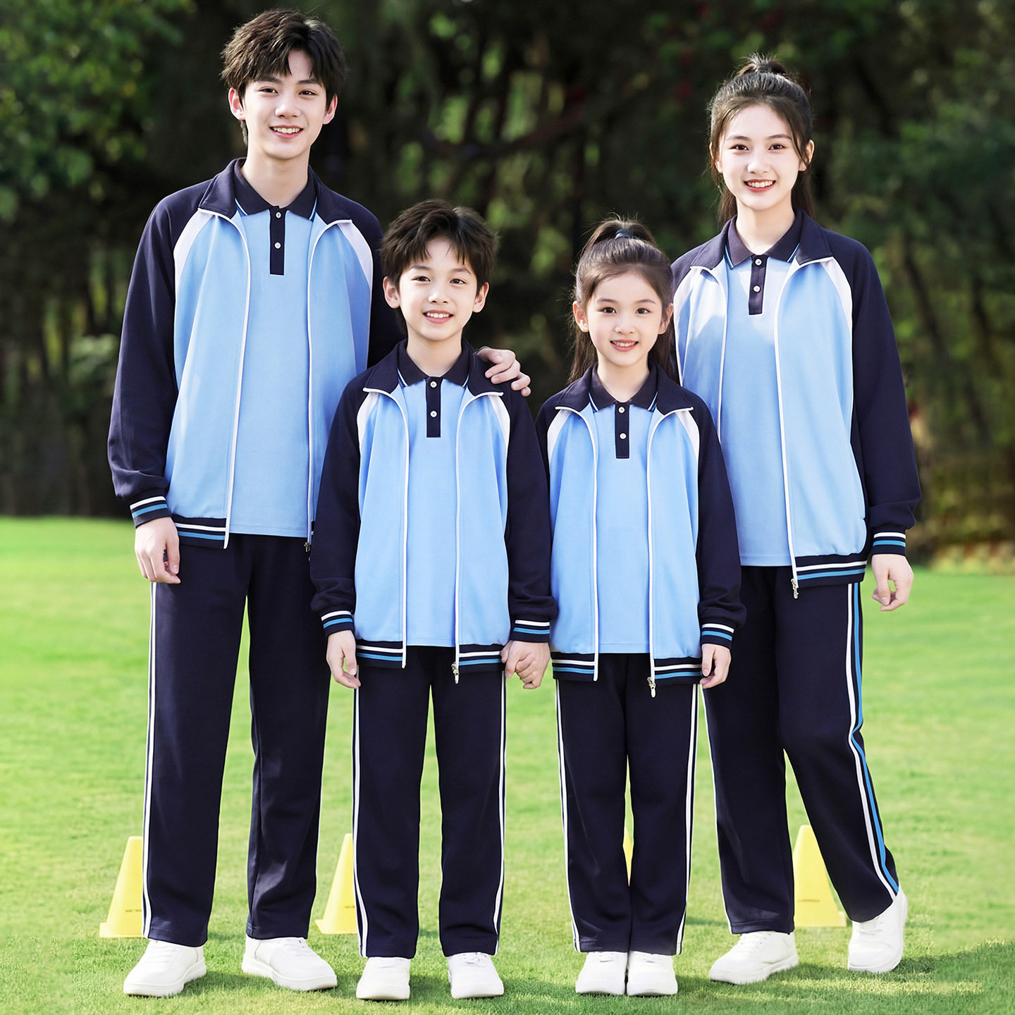 辽宁省锦州市中小学生春秋款统一校服学校指定宽松运动三件套套装