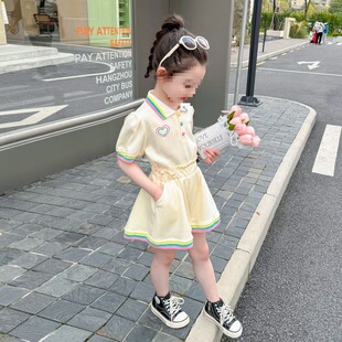 2025新款 套裝 短褲 POLO 時髦運動衣服寶寶夏季 短袖 兒童裝 女童夏裝