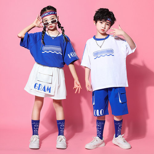 儿童街舞男童夏季女童六一街舞男童潮服啦啦队演出服服装表演服