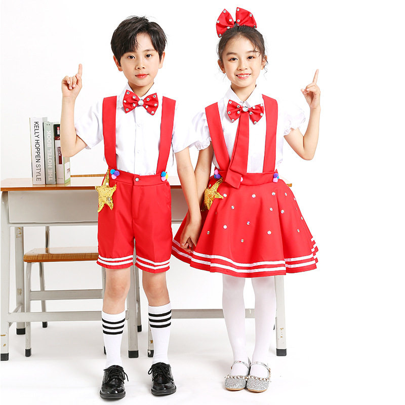 六一儿童合唱服演出服闪亮的小红星幼儿舞蹈小学生诗朗诵表演服装