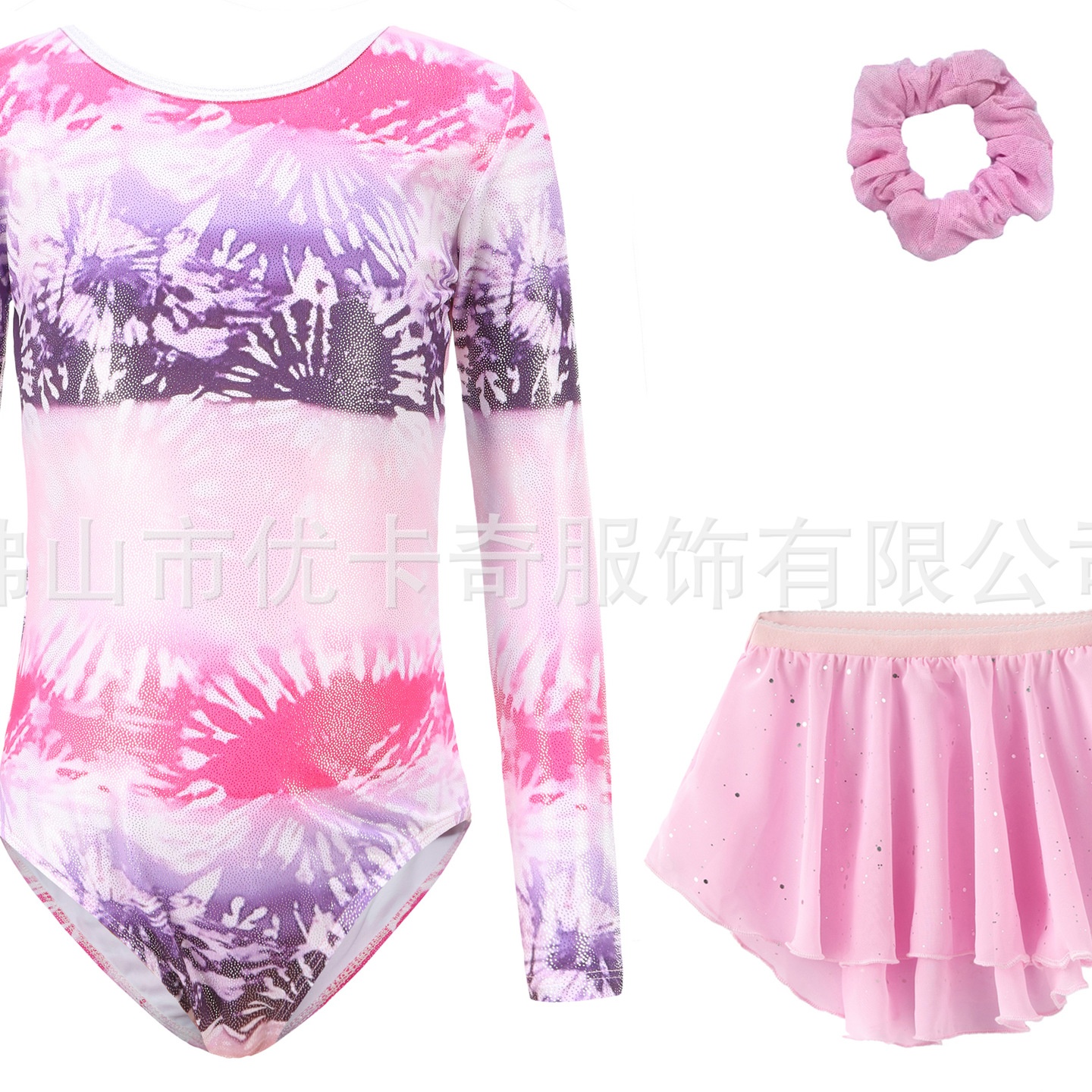 烟花儿童体操服露背女童芭蕾舞练功服纱裙头花紧身衣考级服舞蹈服