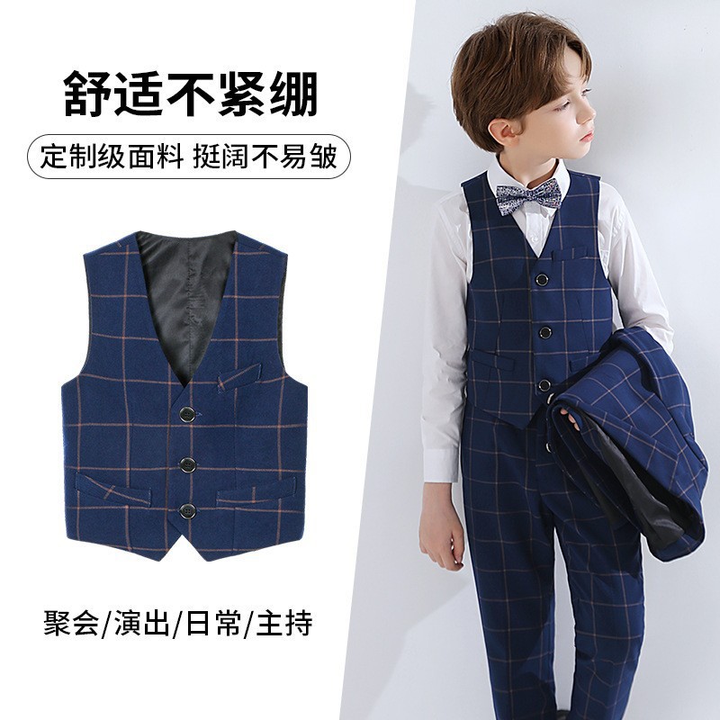 男童礼服马甲花童男孩主持钢琴表演儿童西装马夹英伦学院风演出服