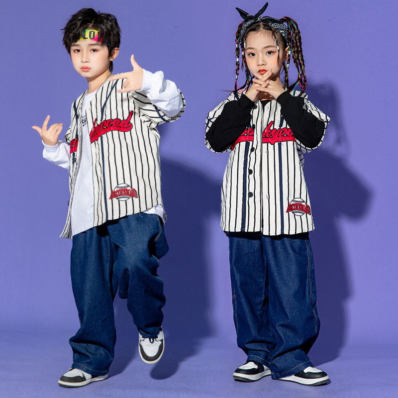 儿童街舞套装潮服男童嘻哈个性元旦hiphop演出服女童爵士舞表演服