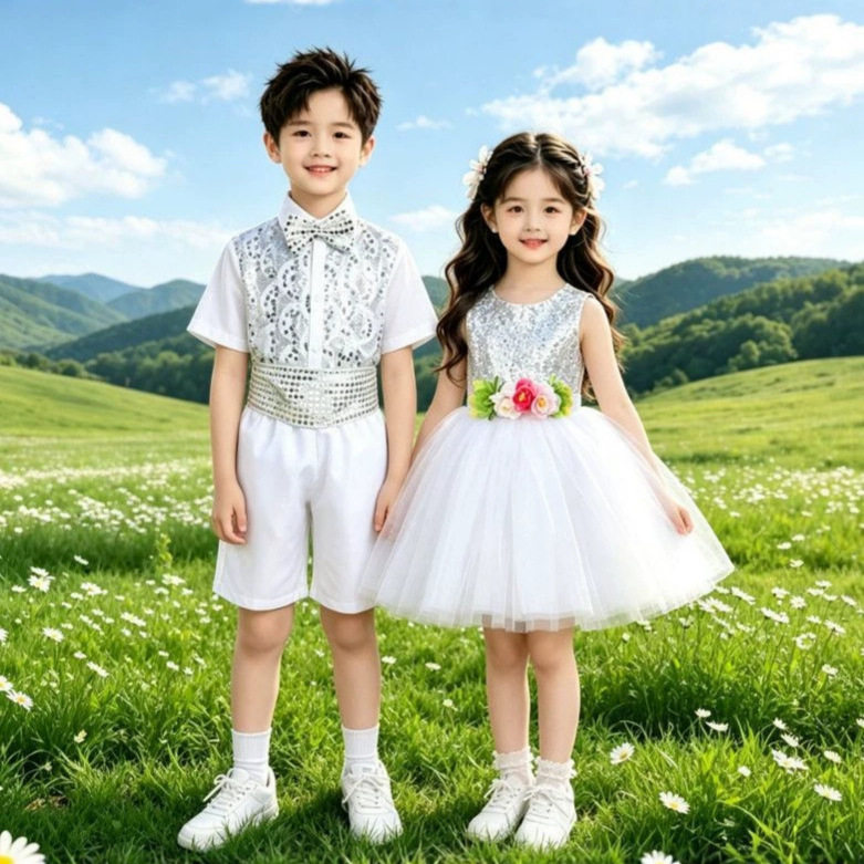 儿童蓬蓬裙演出服梦的眼睛舞蹈服粉色幼儿园六一表演服公主花朵裙