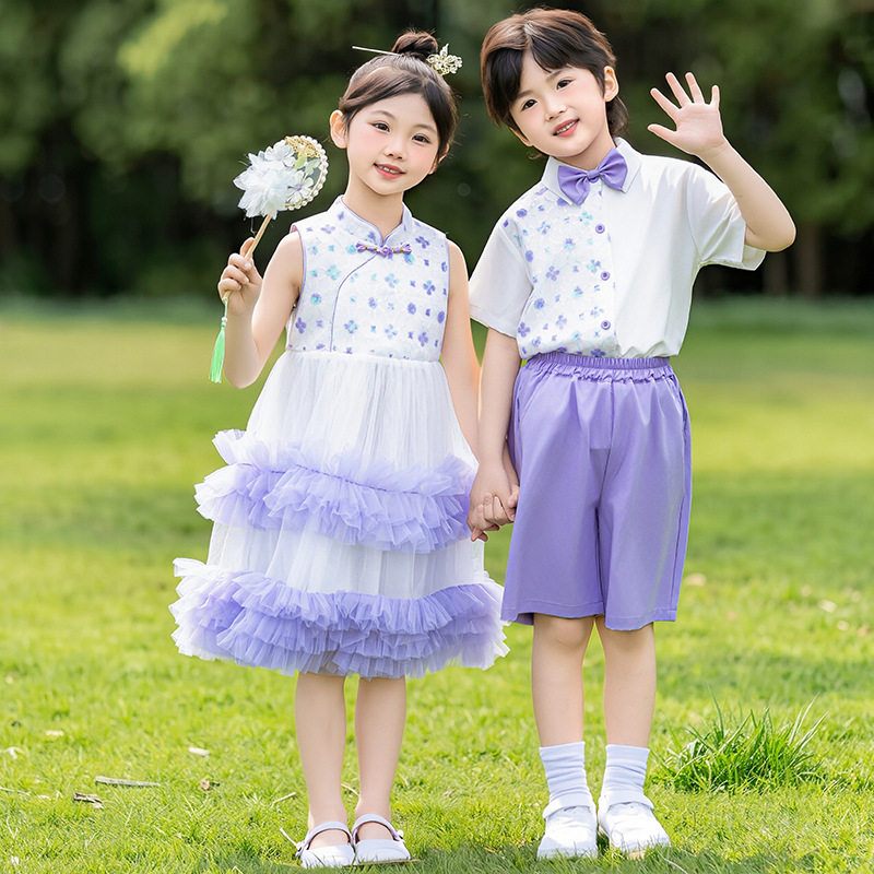 六一儿童舞台表演服男女童国风舞蹈纱裙演出服幼儿园毕业拍照礼服