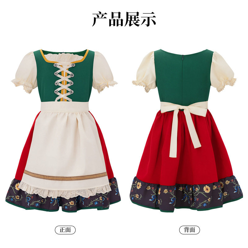巴伐利亚啤酒节服装女慕尼黑狂欢节表演服田园风农场万圣节连衣裙