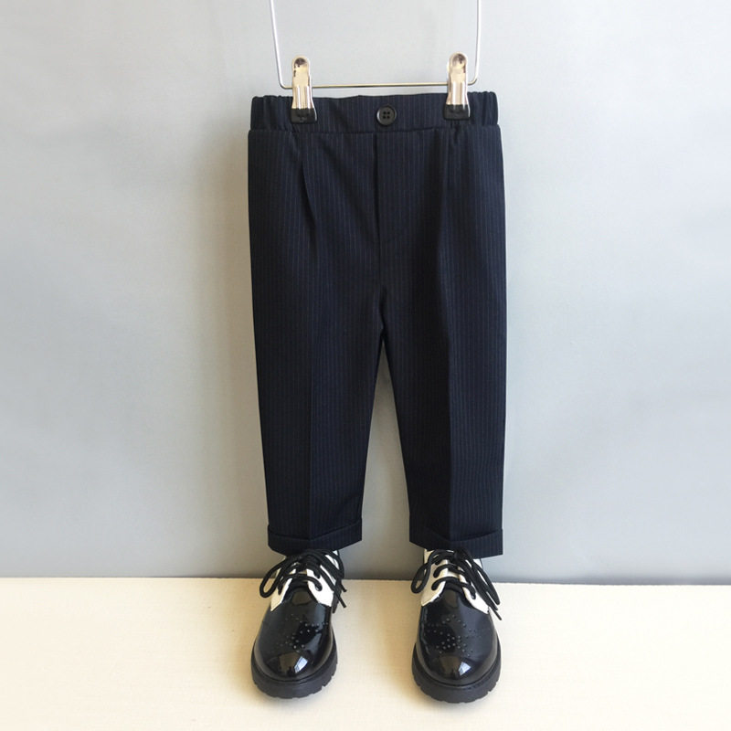儿童西裤男童黑色中小童学生校裤演出表演服春秋休闲裤卡其帅气