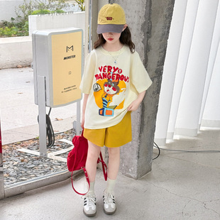 兩件套初中生女孩夏裝 女童夏套裝 短褲 短袖 2025新款 女大童夏季