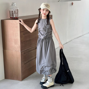 兒童洋氣夏裝 女童夏季 連衣裙套裝 2025新款 背心裙子 休閑韓版