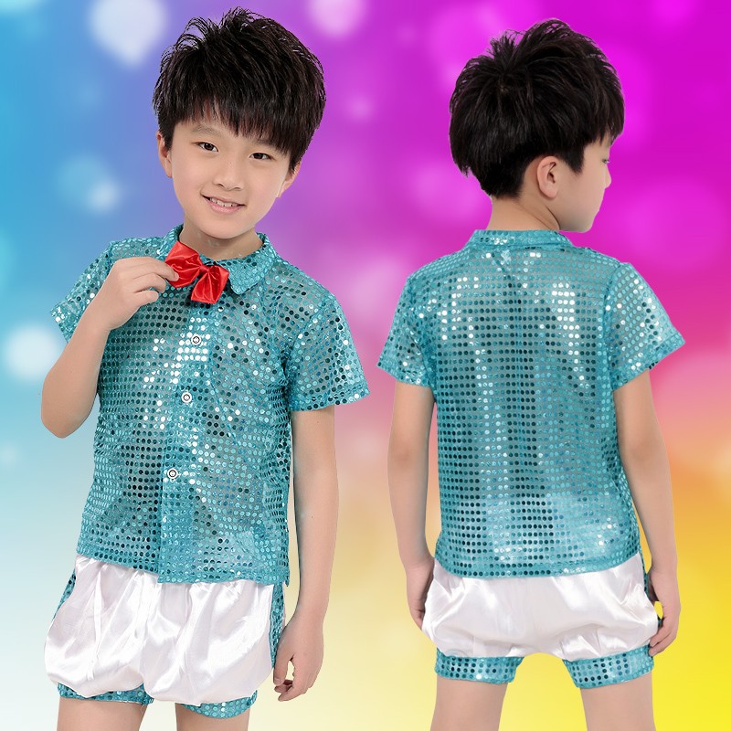 六一儿童演出服男童少儿幼儿跳舞夏亮片幼儿园舞蹈表演服装