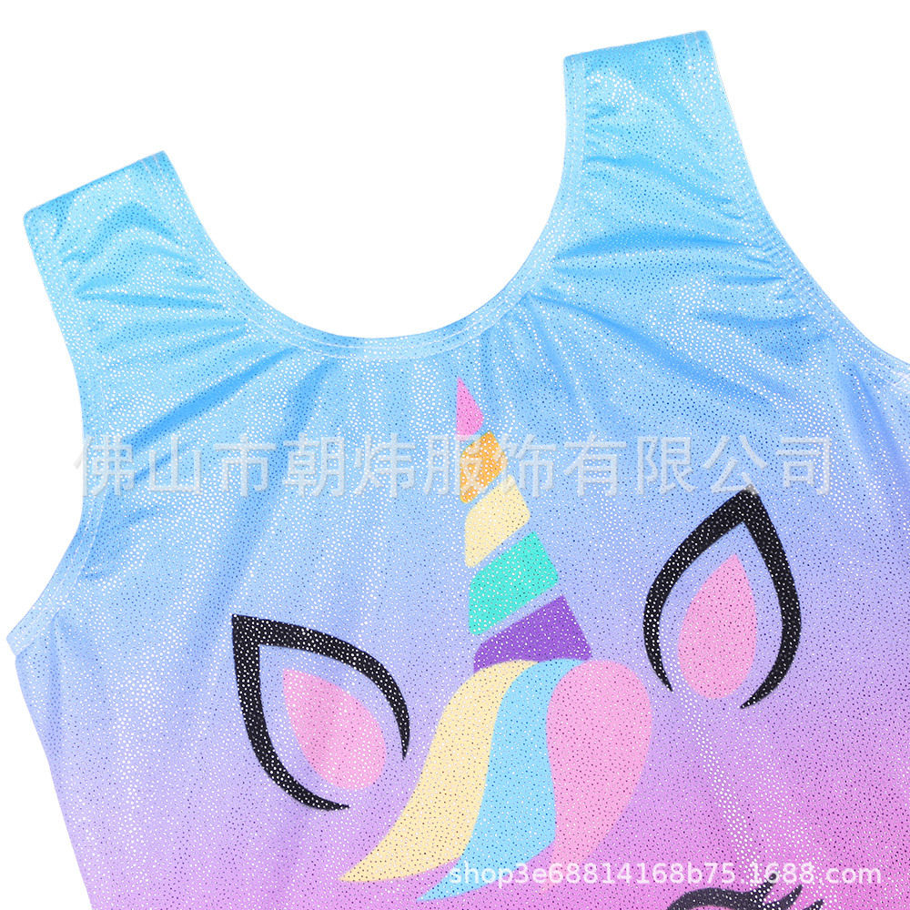 儿童芭蕾服彩色体操服烫金儿童舞蹈服表演服紧身衣儿童练功服