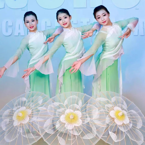 儿童古典舞演出服飘逸女童练功服中国舞民族舞剧目表演扇子舞套装
