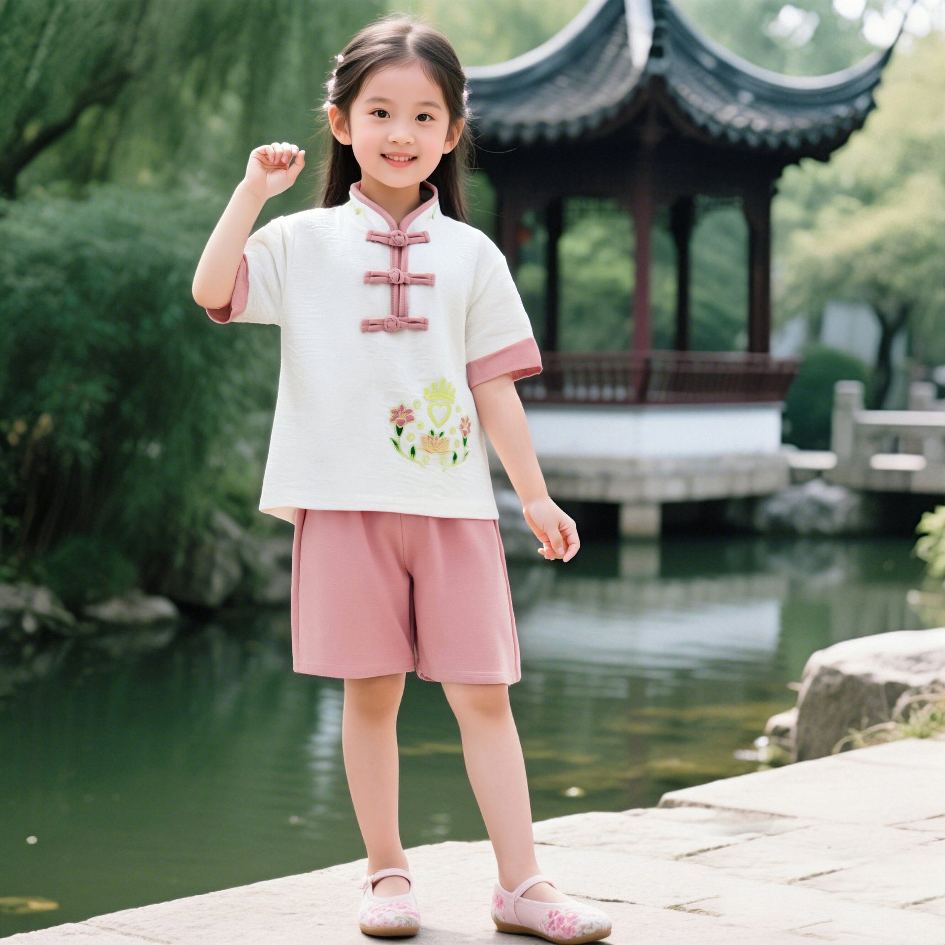 汉服儿童女夏装表演服幼儿园演出服男童短袖中国风古装服复古童装