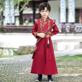 男童汉服武侠风儿童古装演出服男孩古风春秋款唐装中秋款开笔礼