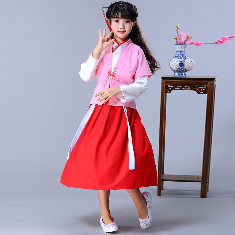 儿童汉服古装男女国学演出服书童明制袄裙女童小孩儿童表演舞台服