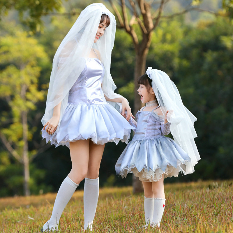 女童唯美新头纱个性新娘cosplay服装 出口日本万圣节派对舞台服装