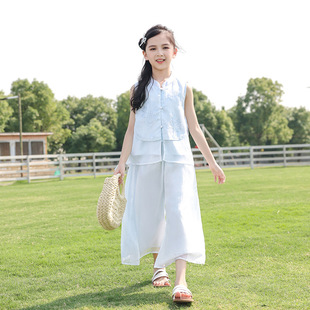 兒童漢服薄款 女童套裝 中國風2025新款 洋氣中大童夏季 女孩唐裝