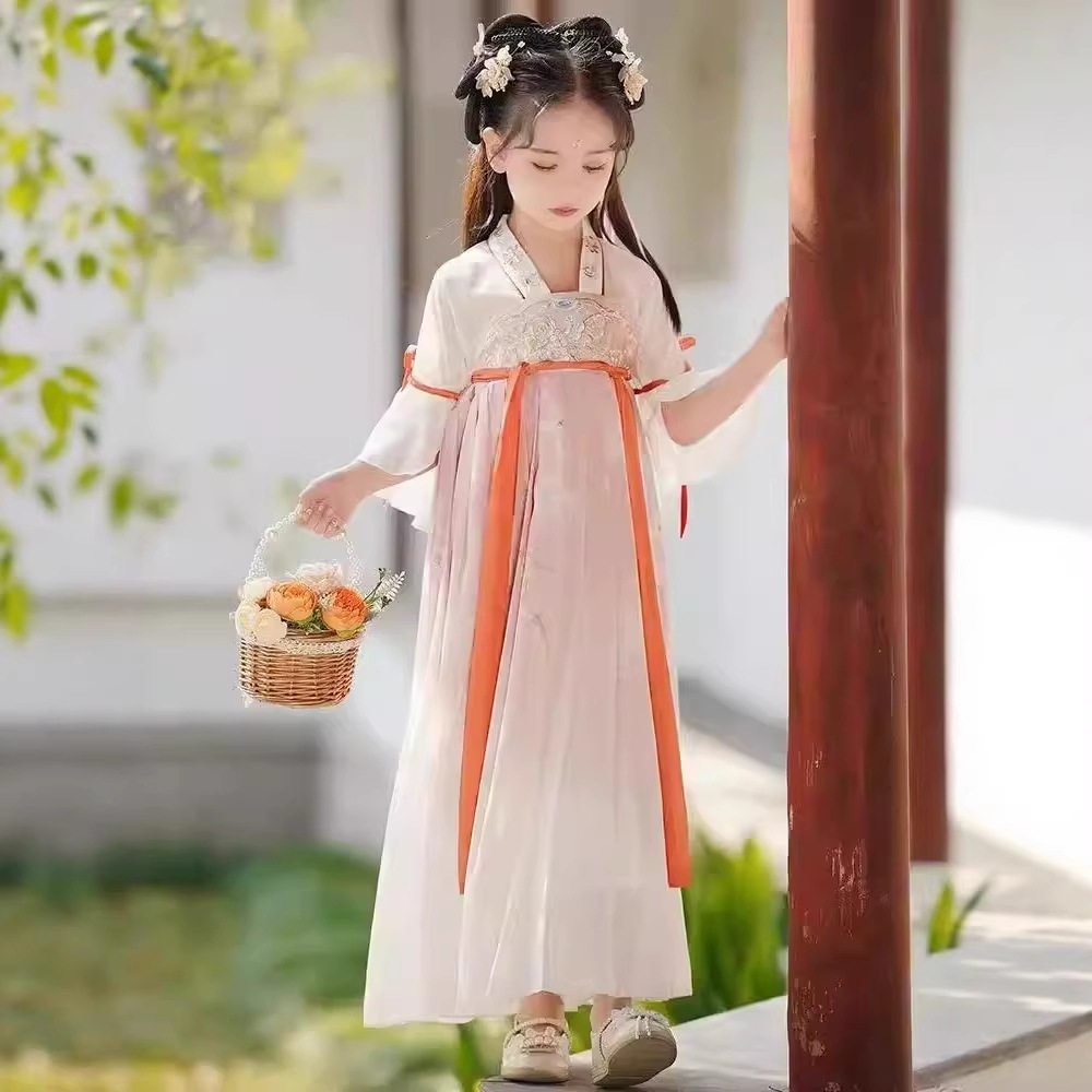 儿童汉服襦裙女童古典舞演出服中国风古筝表演服装古风超仙舞蹈服