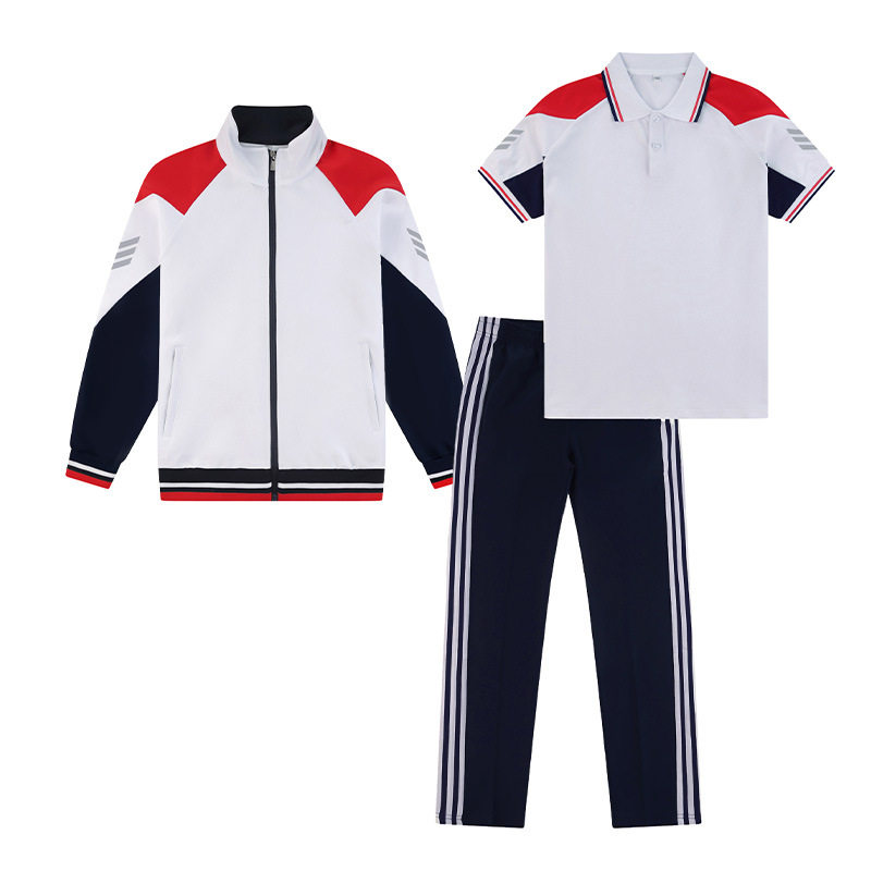 春秋季小学生校服可做校徽初中高中生班服毕业服三件套批发运动服