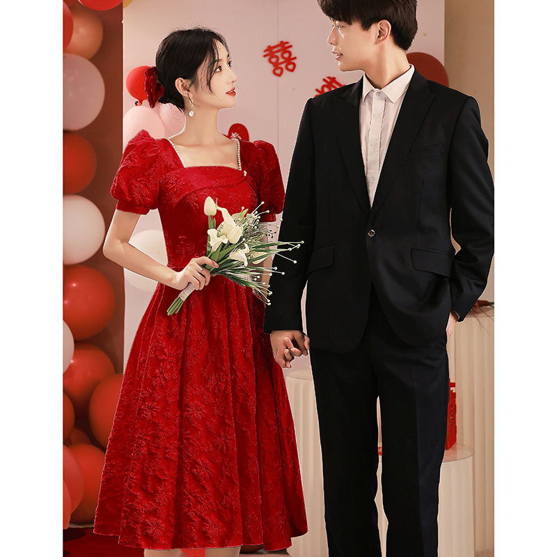 法式领证登记小白裙2025订婚连衣裙平时可穿礼服春季复古敬酒服
