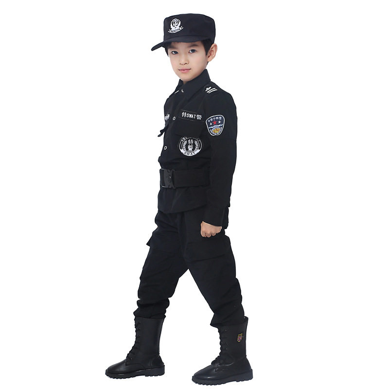 儿童演出服新款交警警察服套装外出表演特警摄影服少儿童特勤服装