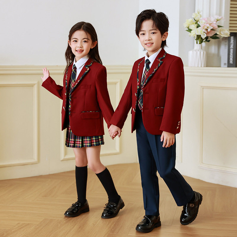 春秋款幼儿园园服三件套学院英伦风校服儿童班服小学生毕业服套装