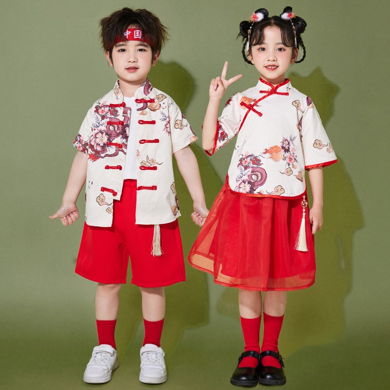 六一儿童合唱演出服啦啦小学生运动会开幕式服装幼儿园中国风汉服