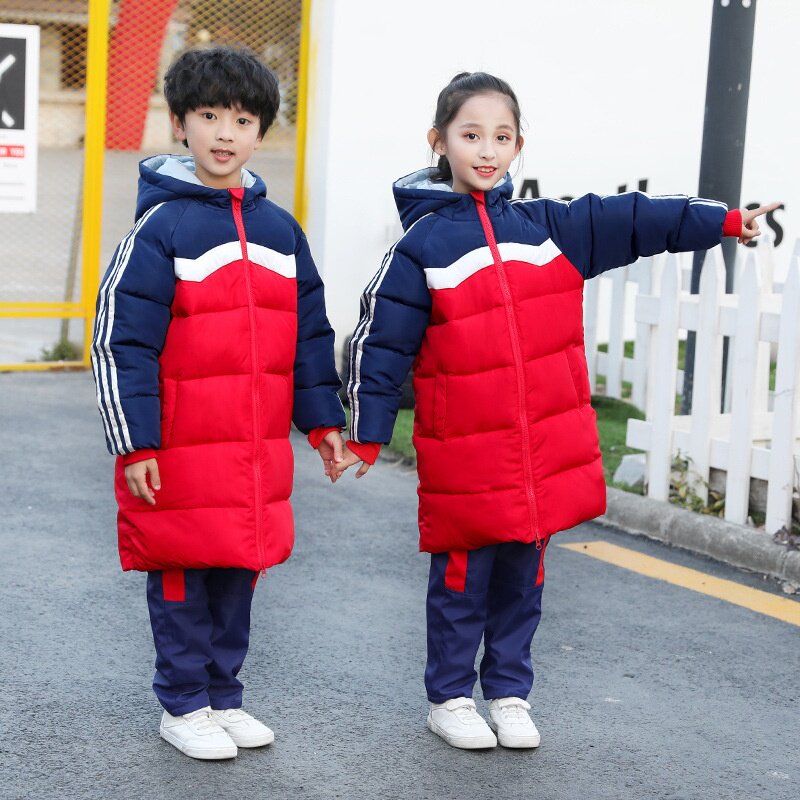 中小学生校服棉服秋冬款加厚棉衣儿童班服中长款幼儿园园服棉袄