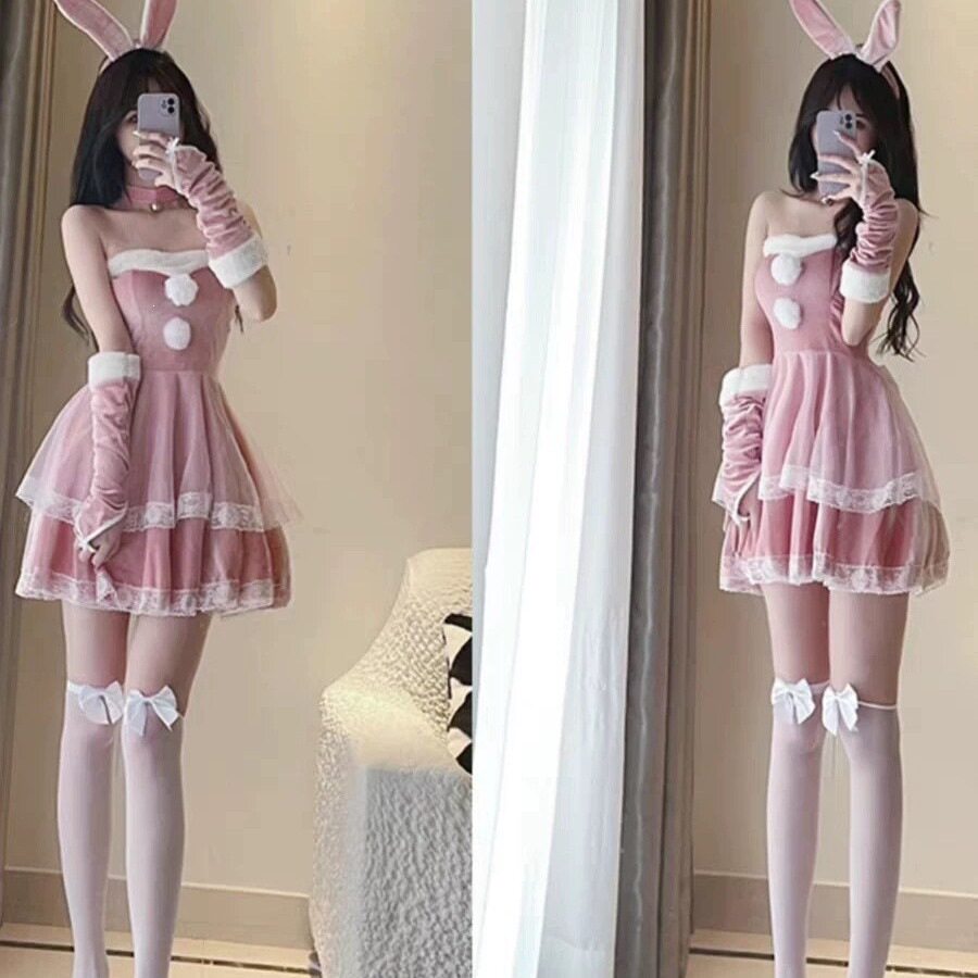 圣诞服装女性感连衣裙万圣节cos兔女郎网红主播款圣诞节抹胸礼服
