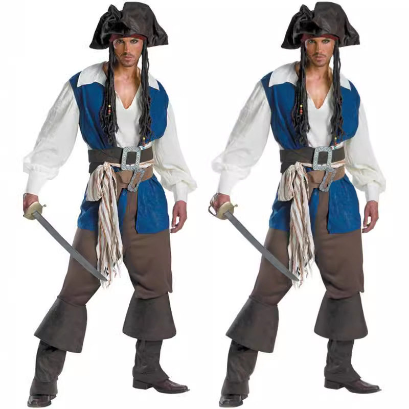 欧美万圣节游戏制服男士加勒比海盗船长水手cosplay角色扮演服装